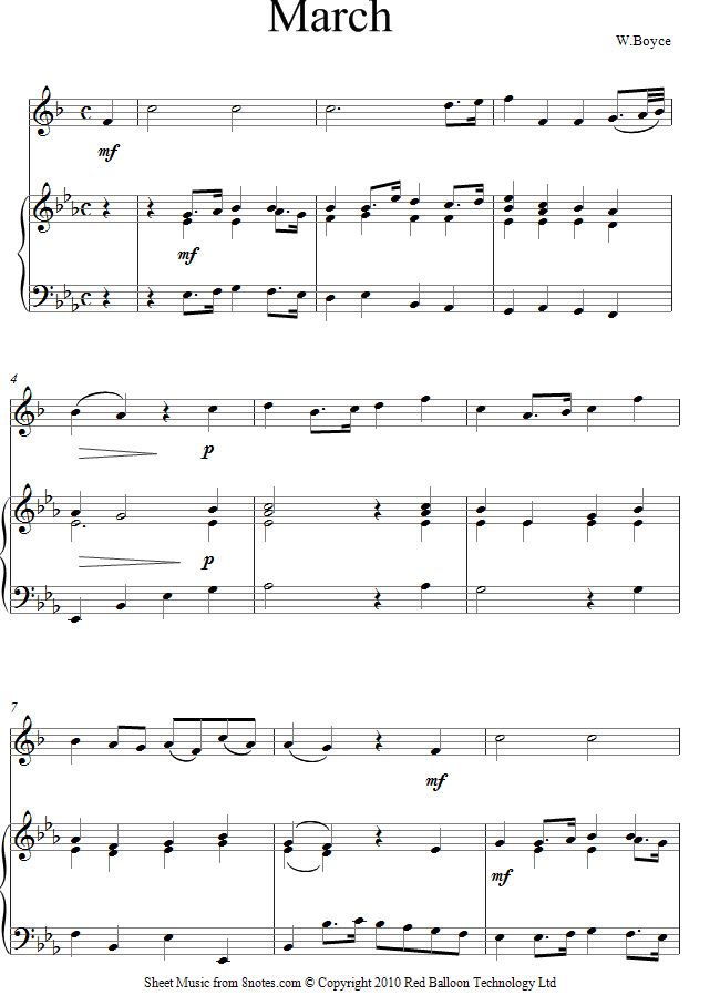 William Boyce - March sheet music for Clarinet William Boyce - March sheet music for Clarinet