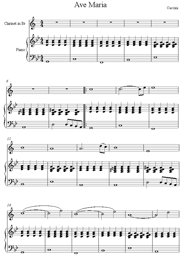 Caccini - Ave Maria sheet music for Clarinet Caccini - Ave Maria sheet music for Clarinet