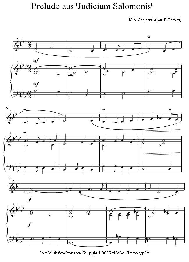 Charpentier - Prelude from Judicium Salomonis sheet music for Clarinet Charpentier - Prelude from Judicium Salomonis sheet music for Clarinet