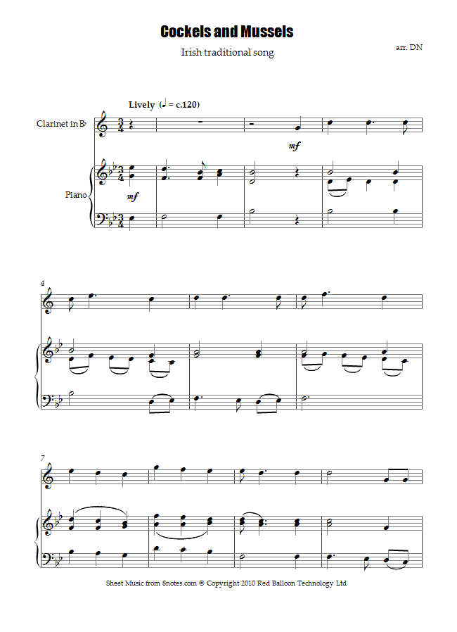 Cockels and Mussels sheet music for Clarinet Cockels and Mussels sheet music for Clarinet