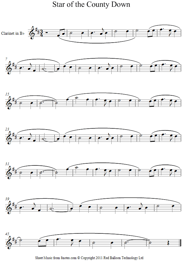 Star of the County Down sheet music for Clarinet Star of the County Down sheet music for Clarinet