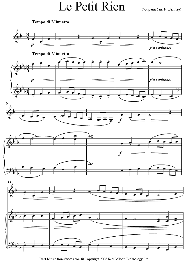 Couperin - Le Petit Rien sheet music for Clarinet Couperin - Le Petit Rien sheet music for Clarinet