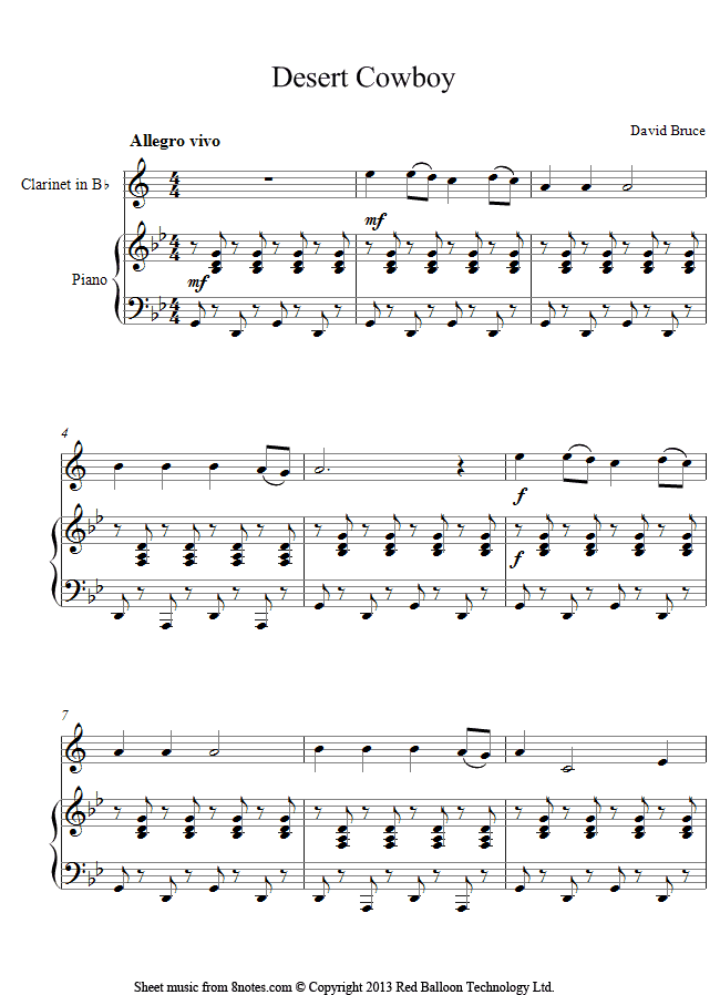 David Bruce - Desert Cowboy sheet music for Clarinet David Bruce - Desert Cowboy sheet music for Clarinet