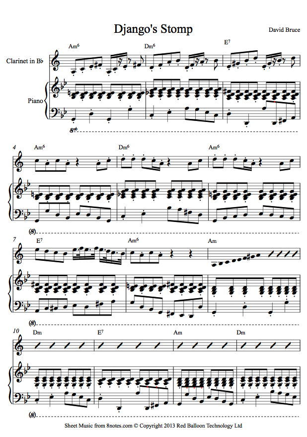 David Bruce - Django's Stomp sheet music for Clarinet David Bruce - Django's Stomp sheet music for Clarinet