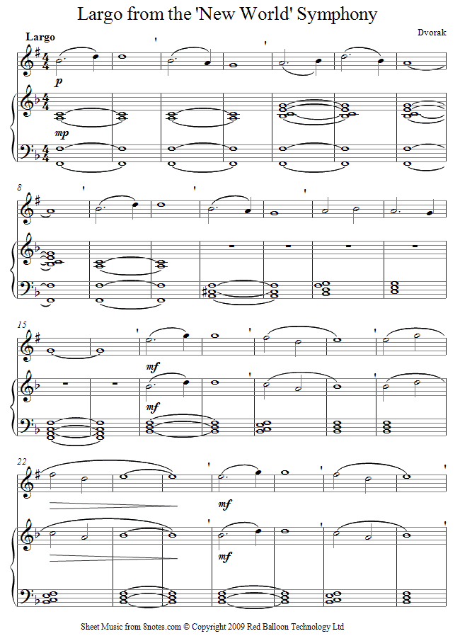 Dvořák - Largo from New World Symphony sheet music for Clarinet Dvořák - Largo from New World Symphony sheet music for Clarinet