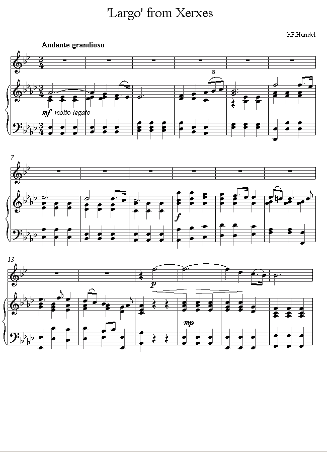 Handel - Largo from Xerxes sheet music for Clarinet Handel - Largo from Xerxes sheet music for Clarinet