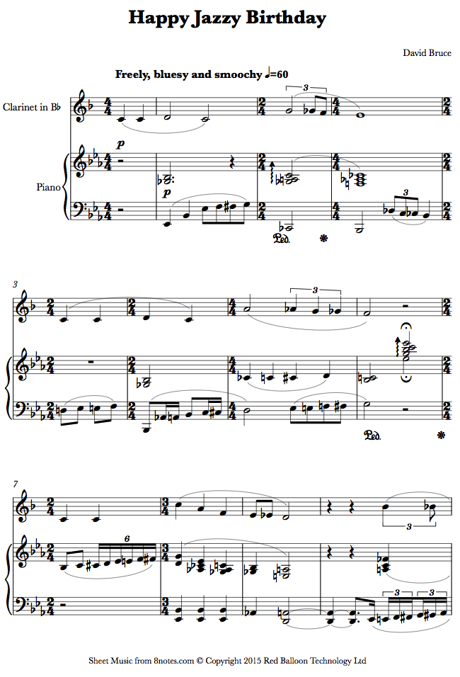 David Bruce Happy Jazzy Birthday sheet music for