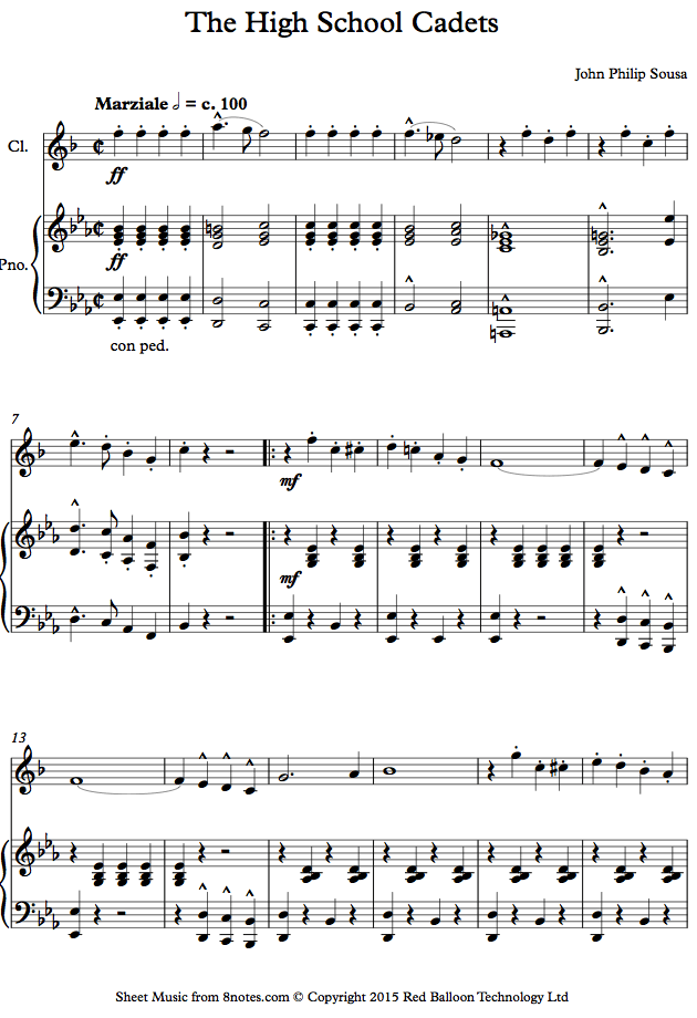 Sousa The High School Cadets March sheet music for