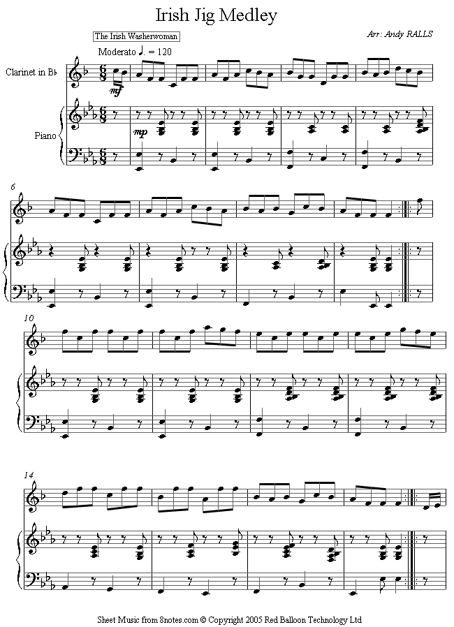 Irish Jig Medley sheet music for Clarinet Irish Jig Medley sheet music for Clarinet