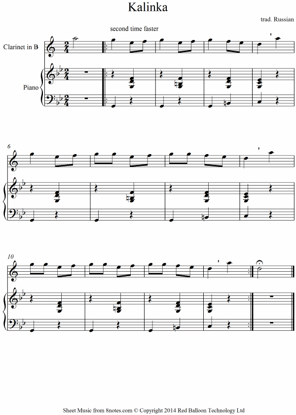 Kalinka sheet music for