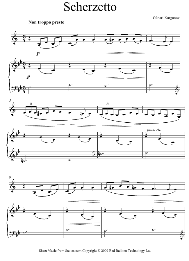 Genari Karganov - Scherzetto (Petite Waltz) sheet music for Clarinet Genari Karganov - Scherzetto (Petite Waltz) sheet music for Clarinet