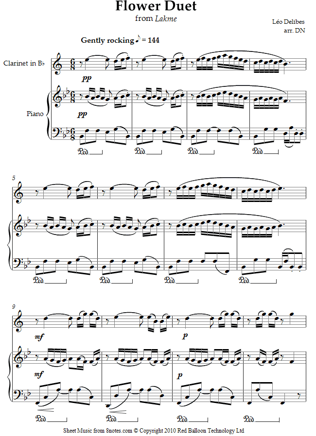 Delibes - Flower Duet from Lakme sheet music for Clarinet Delibes - Flower Duet from Lakme sheet music for Clarinet