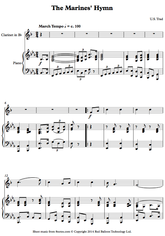The Marines' Hymn sheet music for