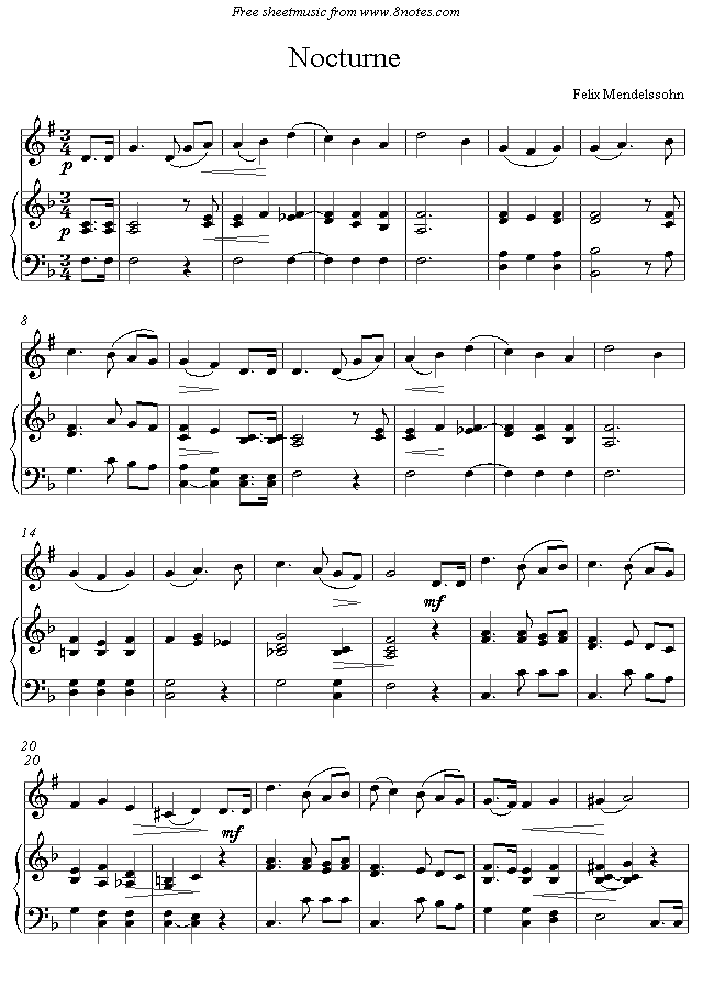Mendelssohn - Nocturne from Midsummer Night's Dream sheet music for Clarinet Mendelssohn - Nocturne from Midsummer Night's Dream sheet music for Clarinet