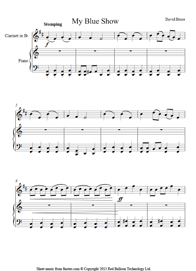 David Bruce - My Blue Shoe sheet music for Clarinet David Bruce - My Blue Shoe sheet music for Clarinet