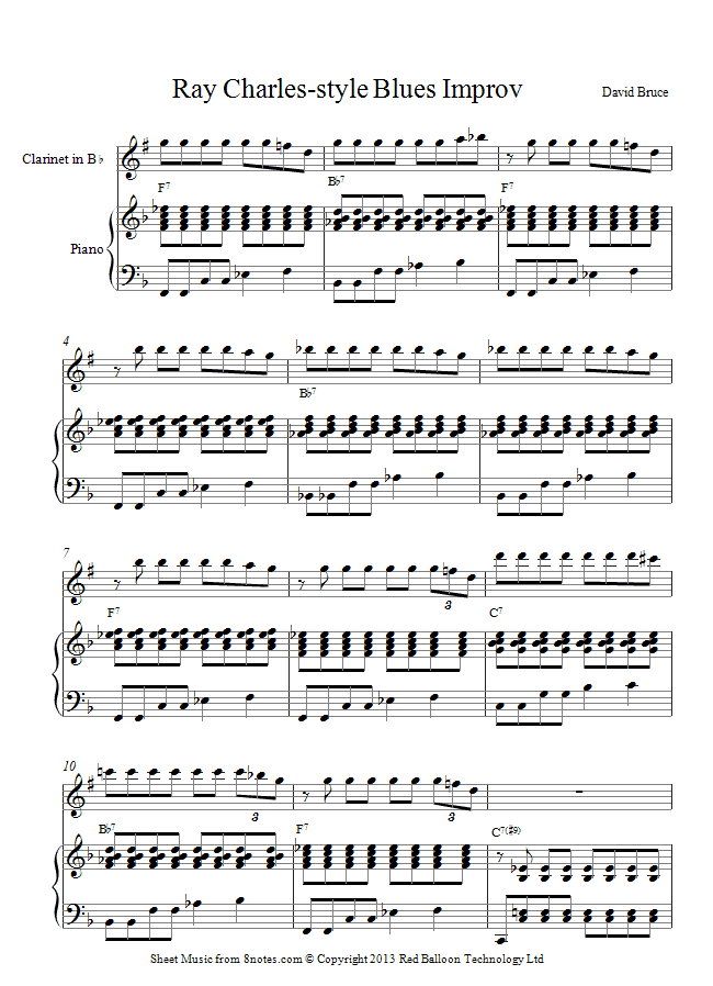 Ray Charles Ray Charles Style 12 bar blues Improv sheet music for