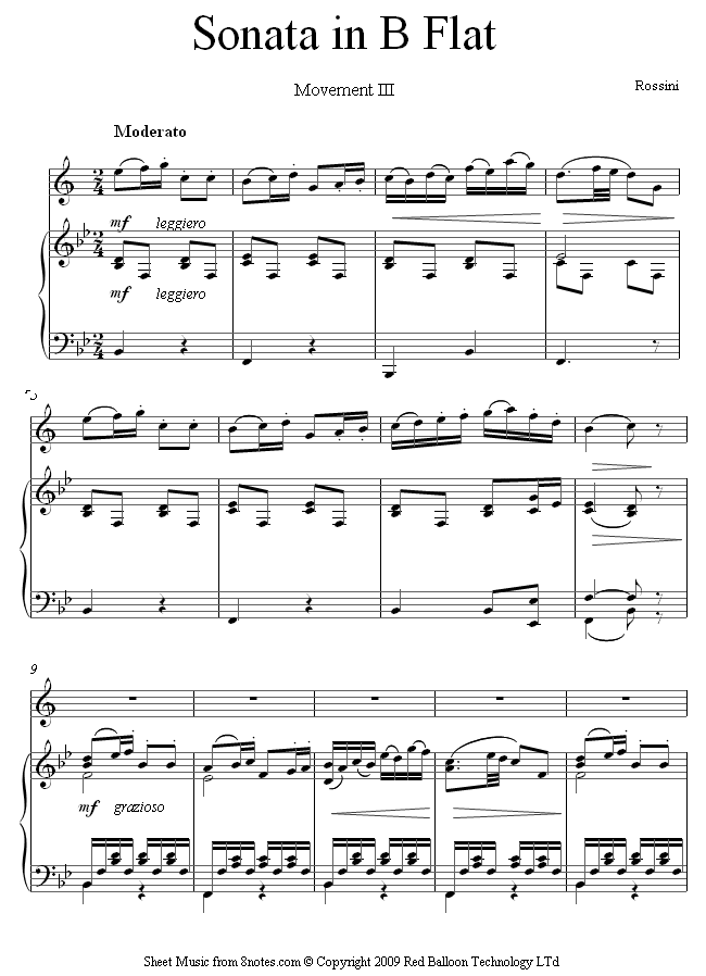 Rossini - Sonata in B Flat 3rd movement complete sheet music for Clarinet Rossini - Sonata in B Flat 3rd movement complete sheet music for Clarinet