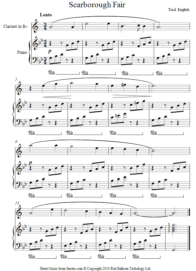 Scarborough Fair sheet music for Clarinet Scarborough Fair sheet music for Clarinet