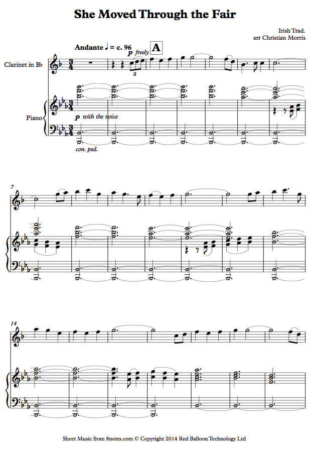 She Moved Through the Fair (Irish trad.) sheet music for