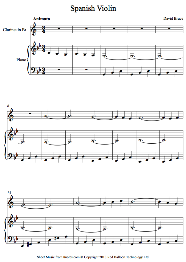 David Bruce - Spanish Violin sheet music for Clarinet David Bruce - Spanish Violin sheet music for Clarinet