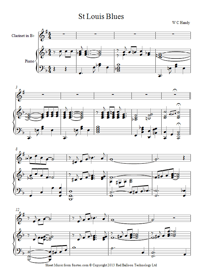 W C Handy - St Louis Blues sheet music for Clarinet - www.lvbagssale.com