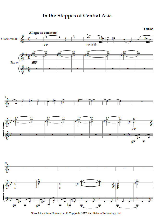 Borodin - In the Steppes of Central Asia sheet music for Clarinet Borodin - In the Steppes of Central Asia sheet music for Clarinet