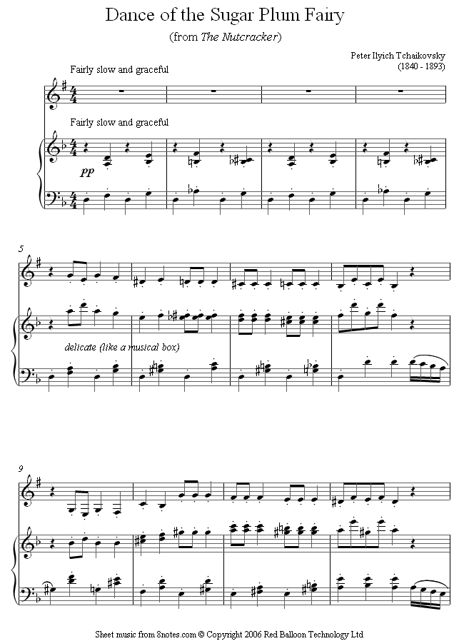 Tchaikovsky - Dance of the Sugar Plum Fairy from the Nutcracker sheet music for Clarinet Tchaikovsky - Dance of the Sugar Plum Fairy from the Nutcracker sheet music for Clarinet
