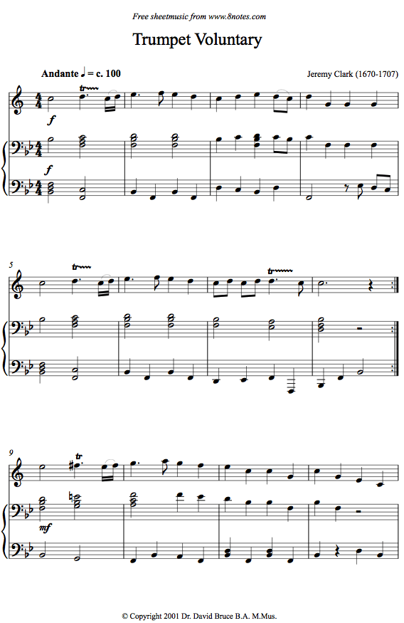 Clarke - Trumpet Voluntary sheet music for Clarinet Clarke - Trumpet Voluntary sheet music for Clarinet