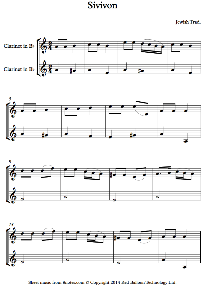 Sivivon (Jewish Traditional) sheet music for Duet