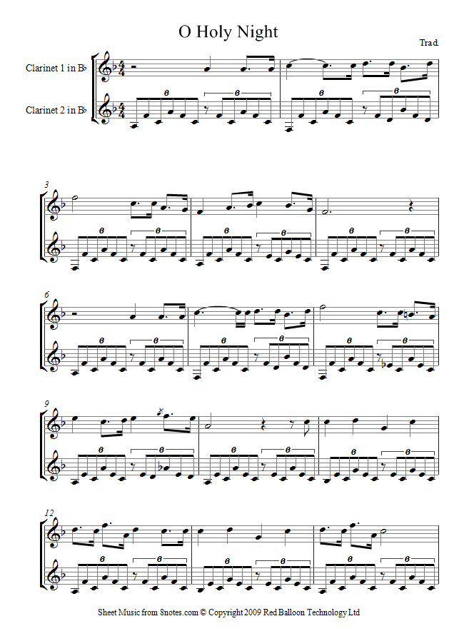 O Holy Night sheet music for Duet