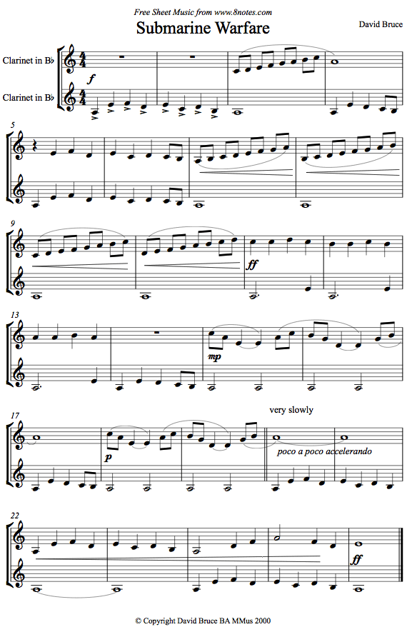 David Bruce - Submarine Warfare sheet music for Clarinet Duet David Bruce - Submarine Warfare sheet music for Clarinet Duet