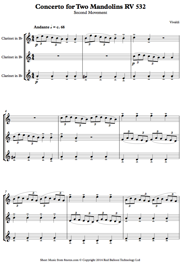 Vivaldi Concerto for Two Mandolins RV 532 sheet music for