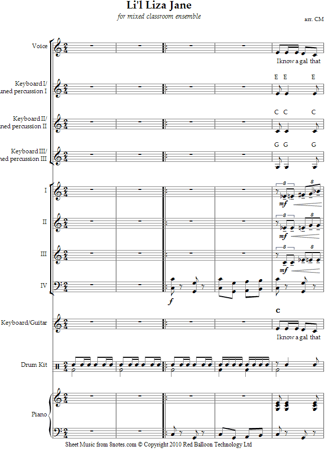 Lil Liza Jane sheet music for Classroom Lil Liza Jane sheet music for Classroom