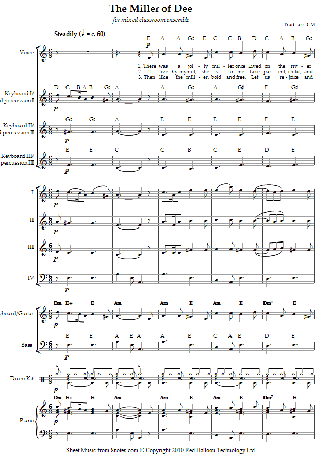 The Miller of Dee sheet music for Classroom The Miller of Dee sheet music for Classroom