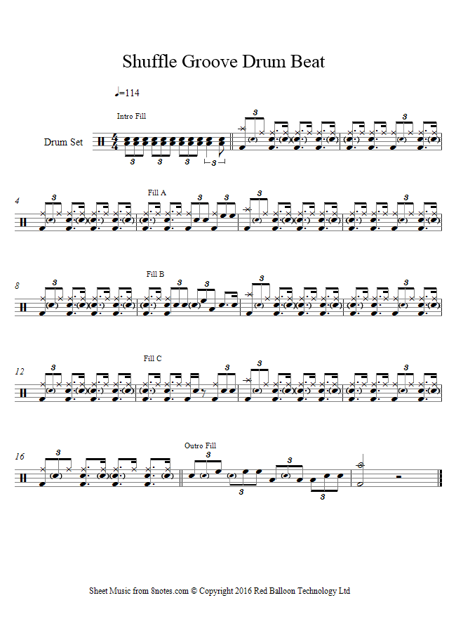 Shuffle Groove Drum Beat Beat sheet music for Drums