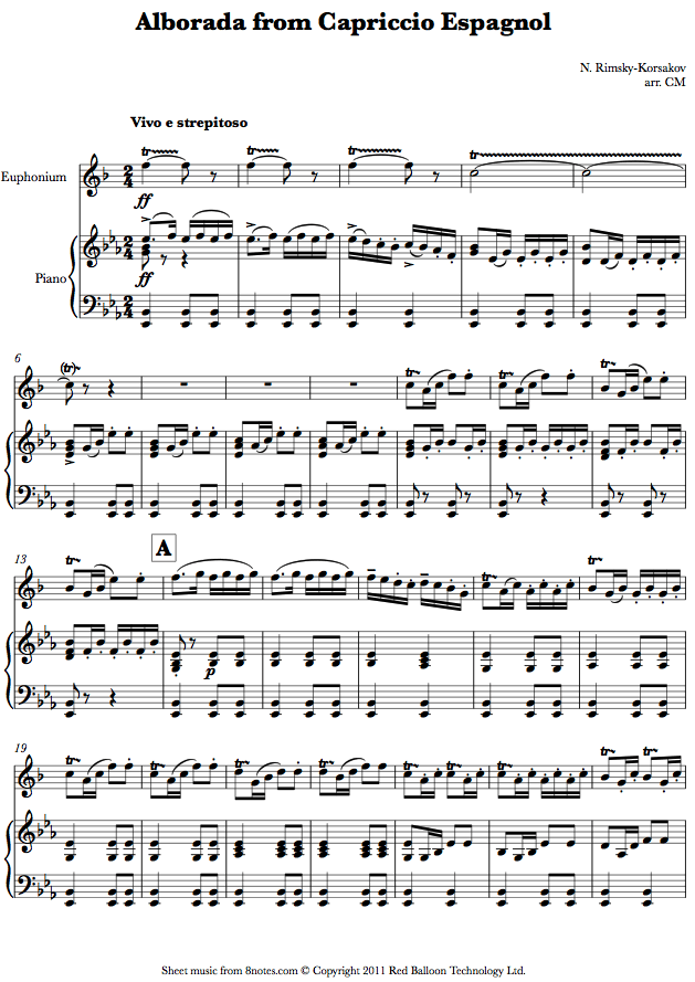 RimskyKorsakov Alborada from Capriccio Espagnol sheet music for
