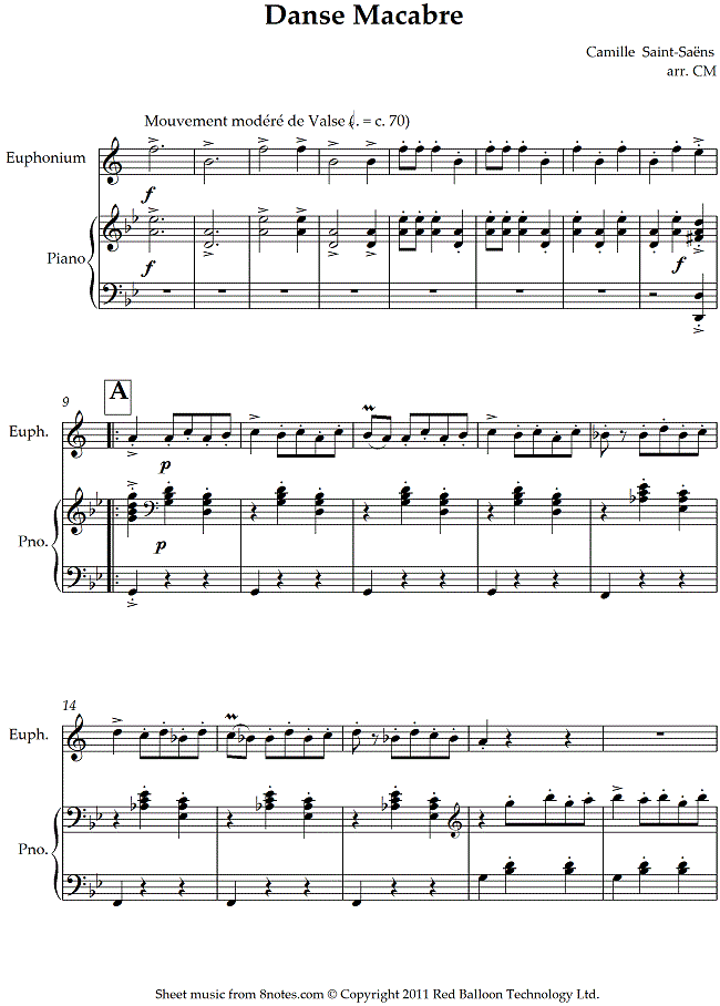 Saint-Saëns - Danse Macabre sheet music for Euphonium Saint-Saëns - Danse Macabre sheet music for Euphonium