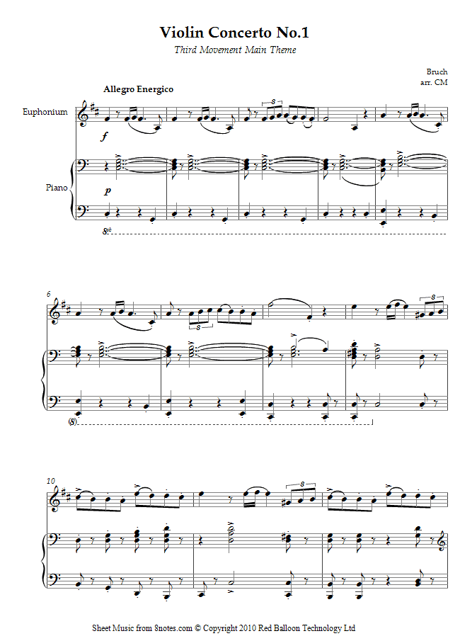 Bruch - Violin Concerto No.1 (3rd mvt main theme) sheet music for Euphonium Bruch - Violin Concerto No.1 (3rd mvt main theme) sheet music for Euphonium