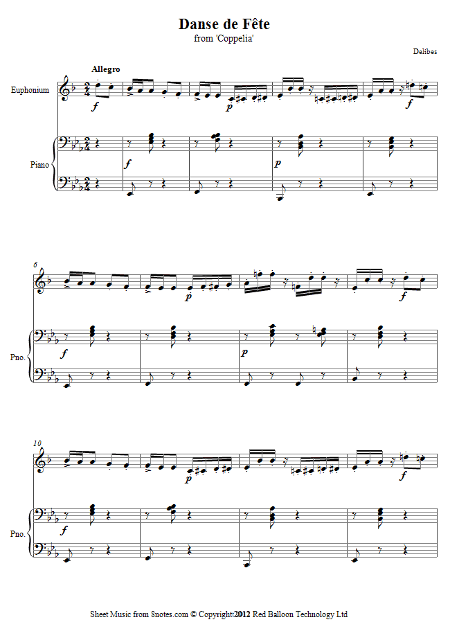 Delibes - Danse de Fete sheet music for Euphonium Delibes - Danse de Fete sheet music for Euphonium