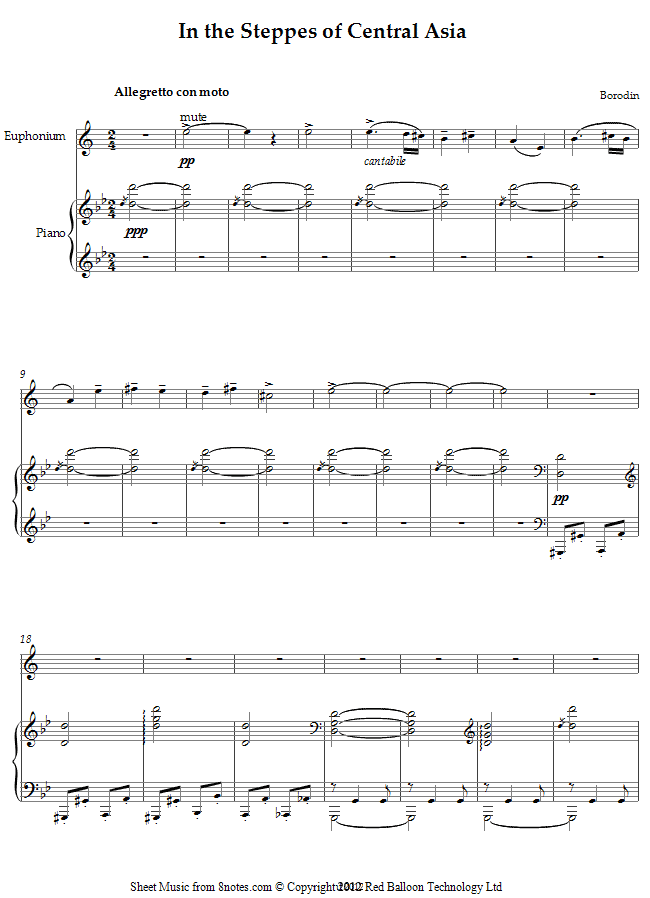 Borodin - In the Steppes of Central Asia sheet music for Euphonium Borodin - In the Steppes of Central Asia sheet music for Euphonium