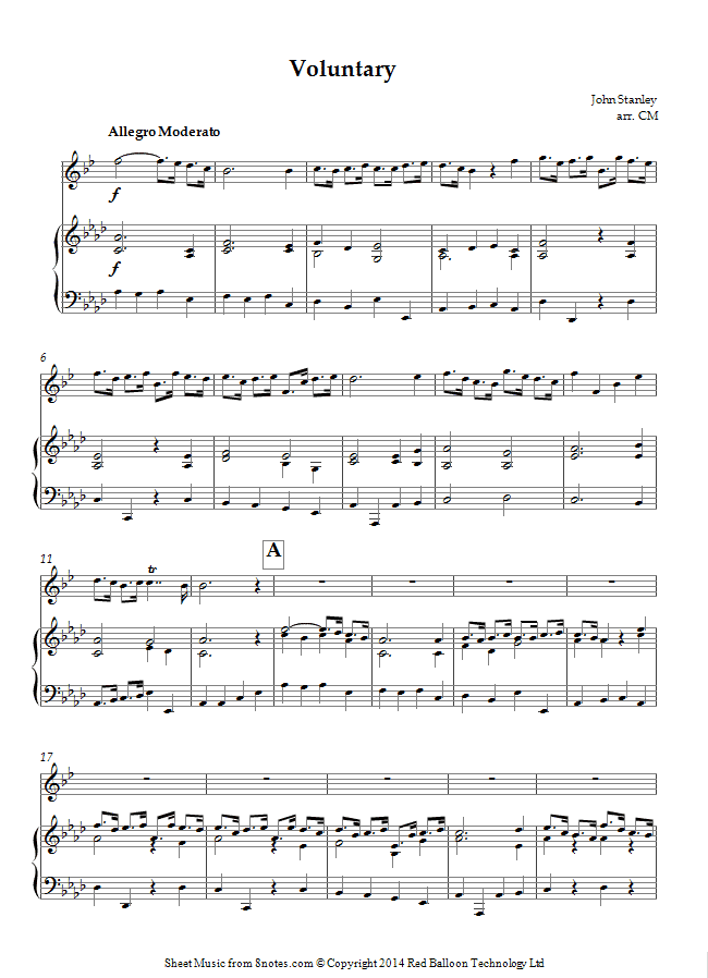 John Stanley - Voluntary in D sheet music for Euphonium John Stanley - Voluntary in D sheet music for Euphonium