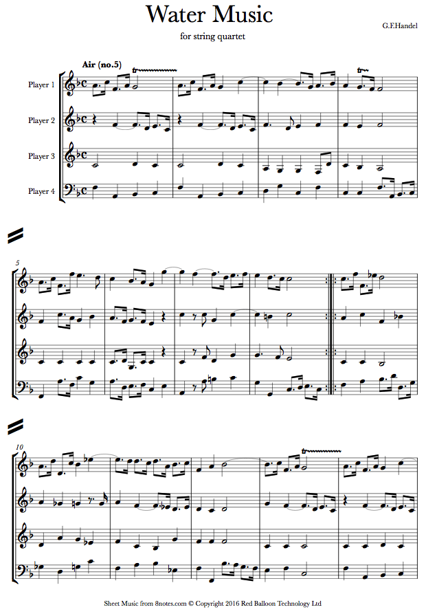 Handel Water Music (Air No.5) sheet music for Flexible Brass Ensemble