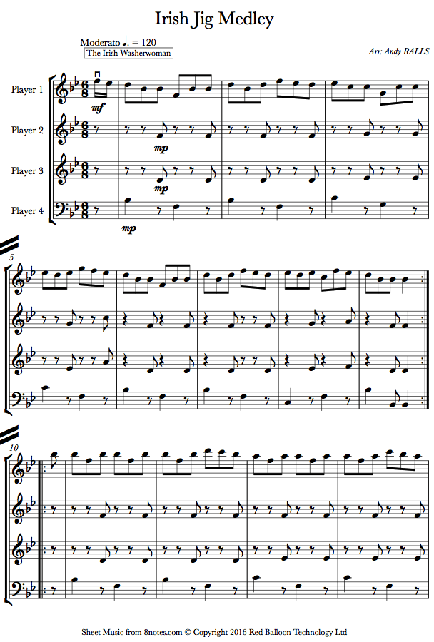 Irish Jig Medley sheet music for Flexible Mixed Ensemble 4 Players