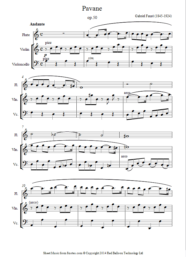 Fauré - Pavanne sheet music for flute-violin-cello Fauré - Pavanne sheet music for flute-violin-cello