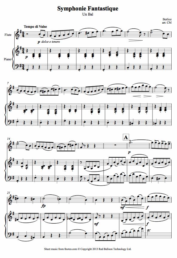Berlioz - Symphonie Fantastique - Un Bal sheet music for Flute Berlioz - Symphonie Fantastique - Un Bal sheet music for Flute