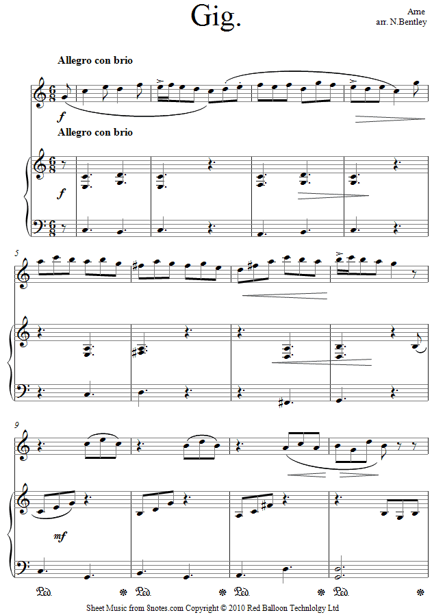 Arne - Gig sheet music for Flute Arne - Gig sheet music for Flute