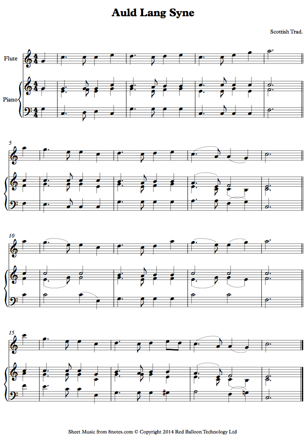 Auld Lang Syne sheet music for Flute Auld Lang Syne sheet music for Flute