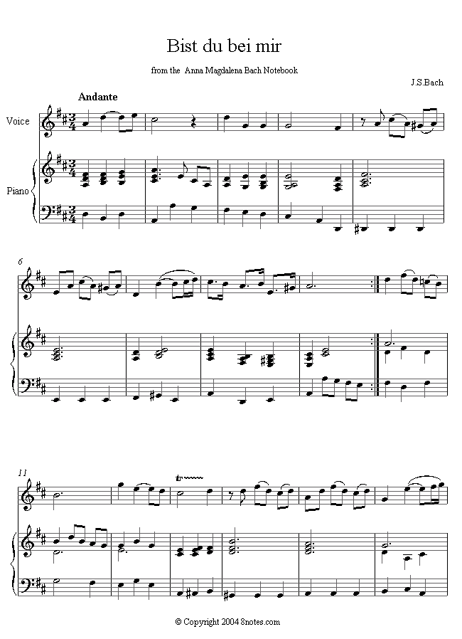 Bach - Bist Du Bei Mir sheet music for Flute Bach - Bist Du Bei Mir sheet music for Flute