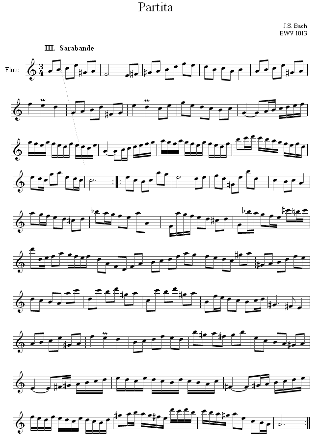 Bach - Sarabande from Partita for Flute sheet music for Flute Bach - Sarabande from Partita for Flute sheet music for Flute
