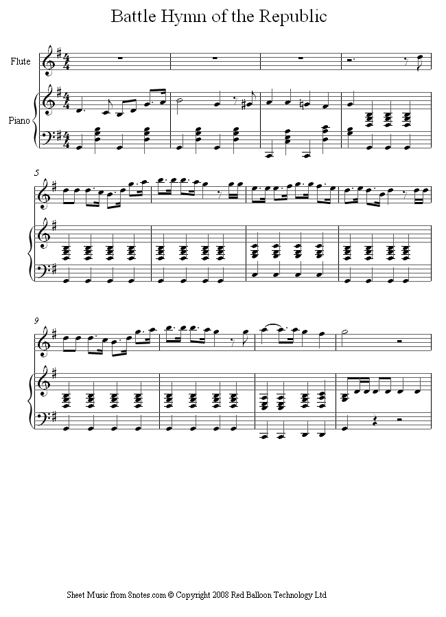 Howe - Battle Hymn of the Republic sheet music for Flute Howe - Battle Hymn of the Republic sheet music for Flute